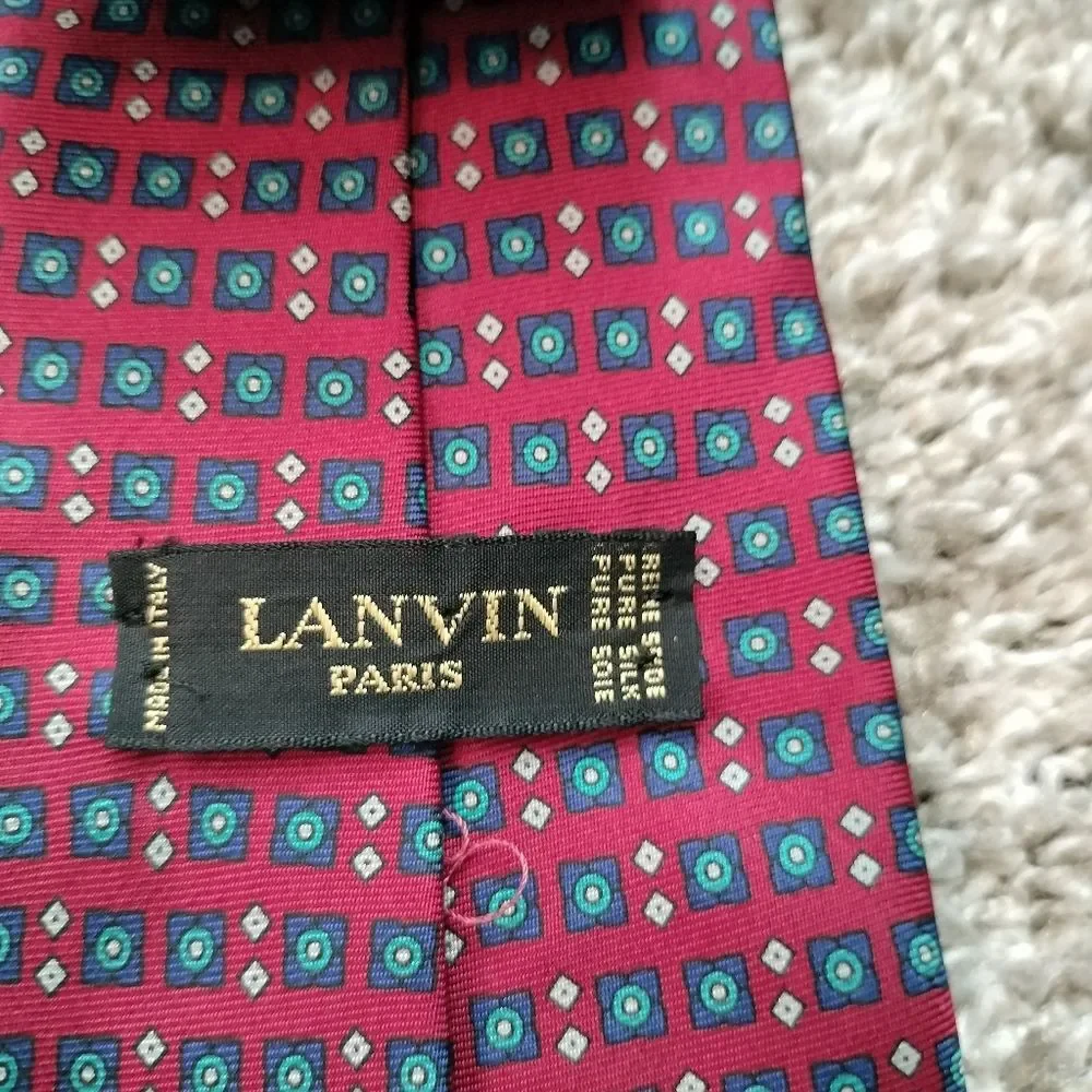 Lanvin Silk Red and Blue Men's Tie